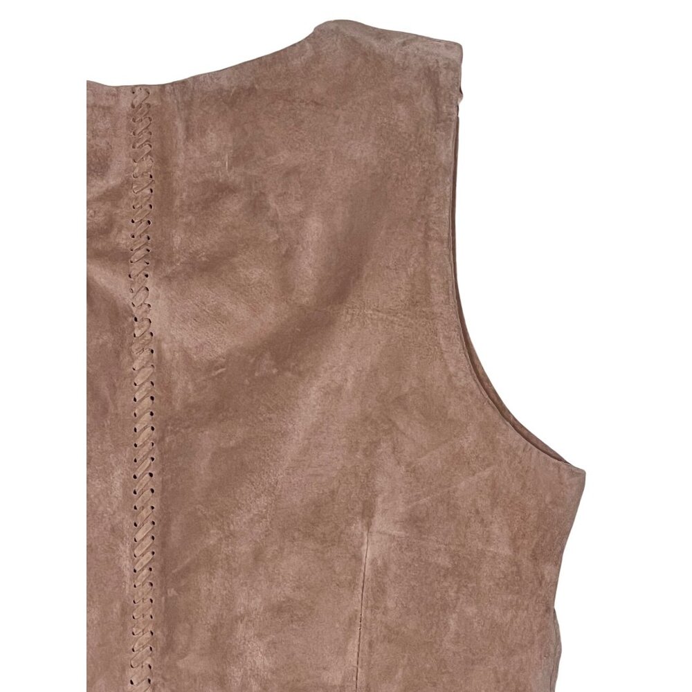 HIT P Size P Suede Leather Beige Vest Perforated Design Western Rodeo Tribal - Picture 14 of 16